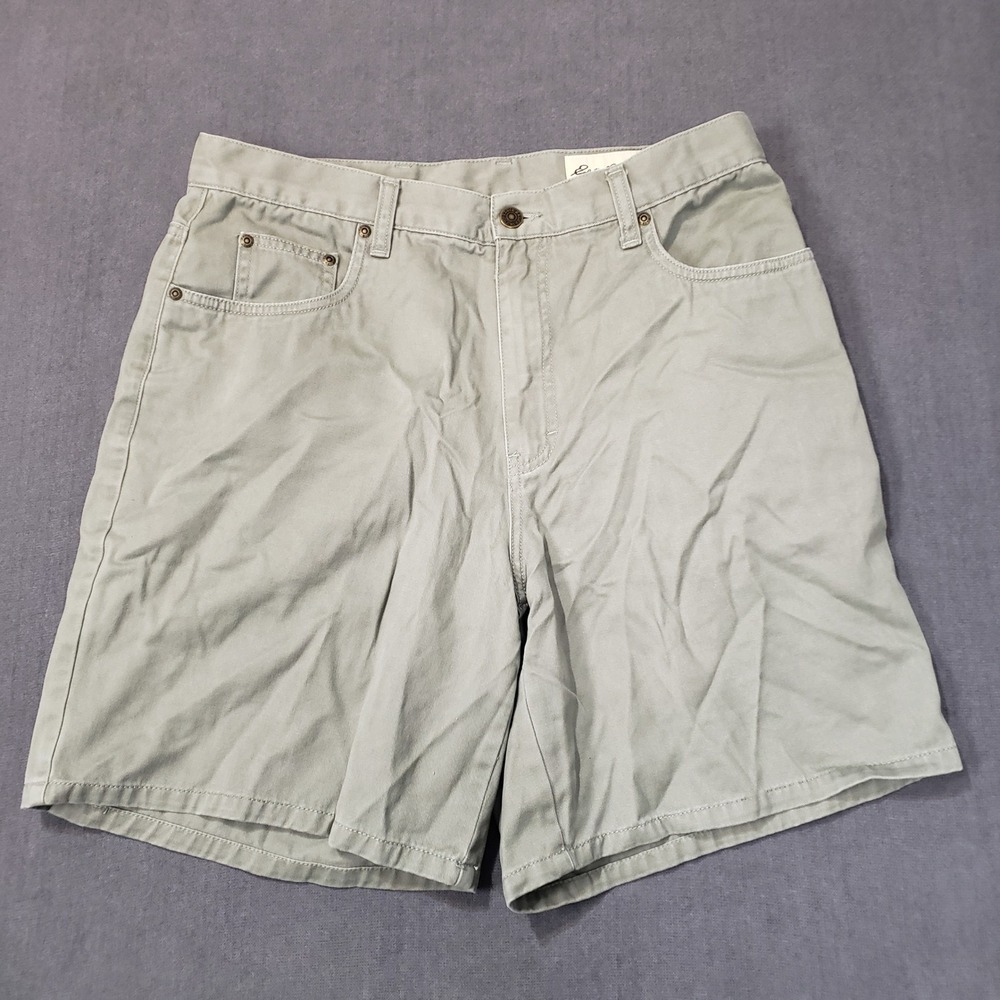 Eddie Bauer Chino Shorts‎ Womens 14 Green Cotton Twill Casual Outdoor Hiking